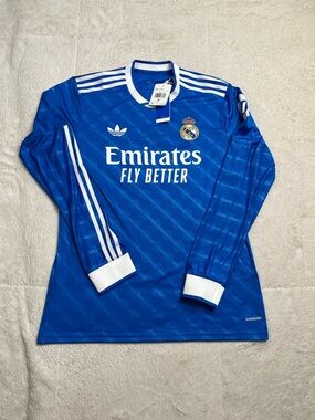 NWT New Adidas Trefoil Real Madrid 3rd Alternate Blue Soccer Jersey 25/26 Mens M